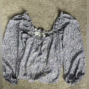 American Eagle Outfitters Purple Floral Blouse